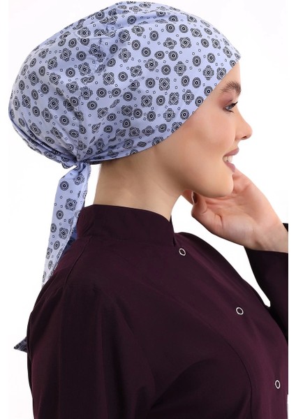 Tesettür Bone - 2301 Mavi Kilim Desenli modelleri