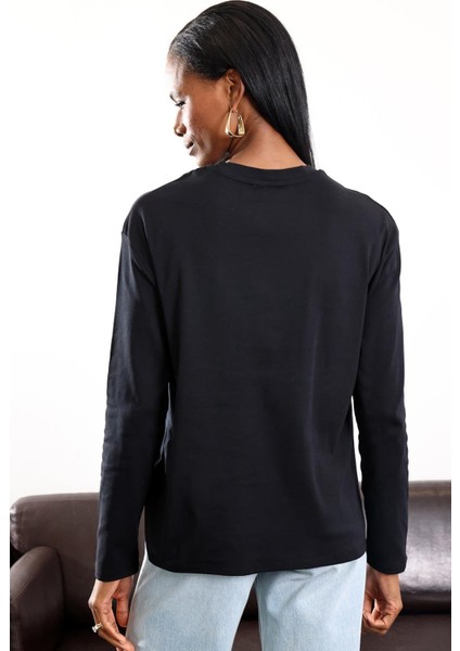 Siyah Basic Uzun Kollu Tişort 24151 fırsatları