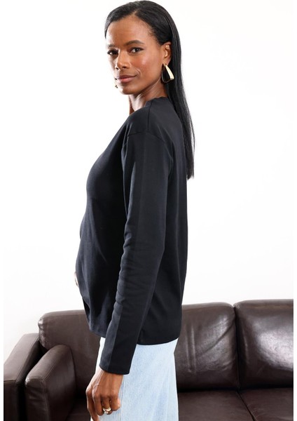 Siyah Basic Uzun Kollu Tişort 24151 indirimleri
