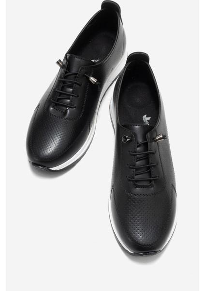 Kum Baskılı Yumuşak Tabanlı Kadın Ayakkabı Siyah Cilt indirimleri