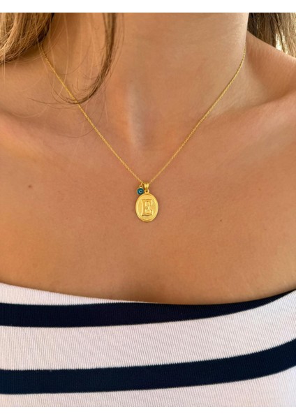 925 Gümüş | Vintage Plaka Nazar Boncuklu Harf Kolye fiyatları