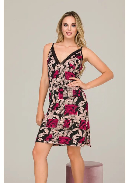 Lady Ince Siyah Dantel Penye Gecelik fiyatları