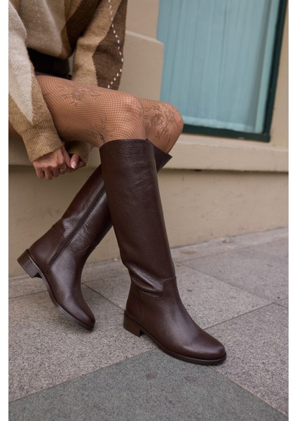 Jesia Kadın Kahverengi Gercek Deri Binici Çizme fırsatları
