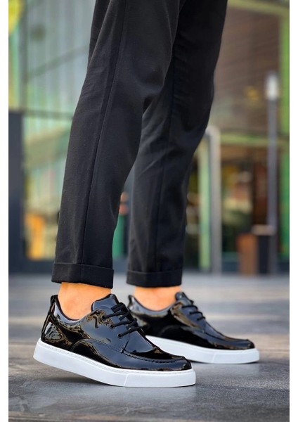 ZRK-XX5 Siyah Beyaz Rugan Günlük Casual Erkek Ayakkabı