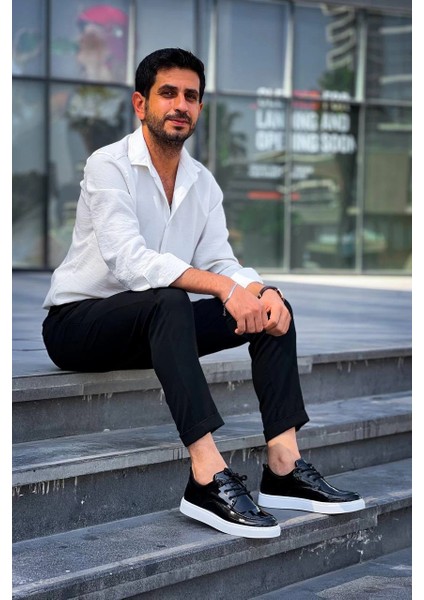 ZRK-XX5 Siyah Beyaz Rugan Günlük Casual Erkek Ayakkabı fiyatları