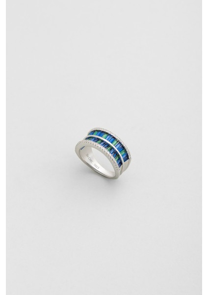 Yakamoz Rüyası 18 Ayar Beyaz Altın Kaplama Gümüş Yüzük