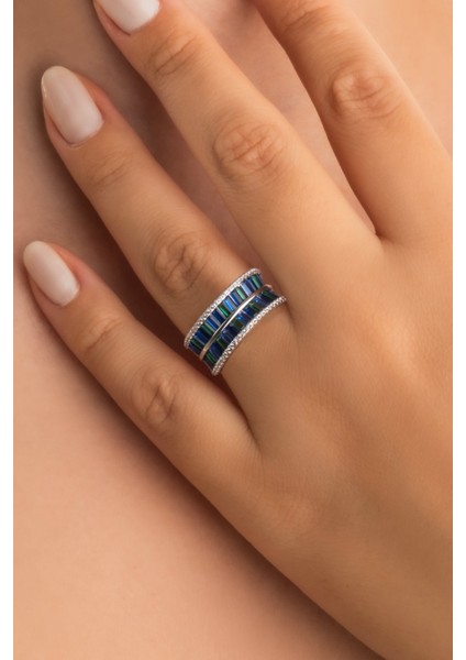 Yakamoz Rüyası 18 Ayar Beyaz Altın Kaplama Gümüş Yüzük fiyatları