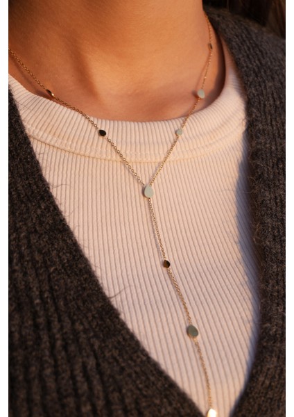 Çelik Minimal Damla Figürlü Uzun Kolye fiyatları