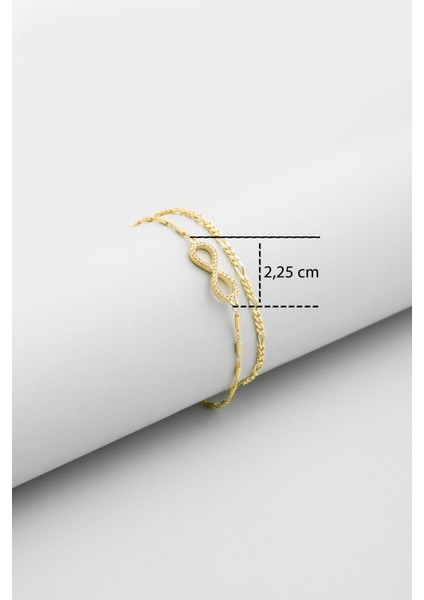 Sonsuz Aşk 18 Ayar Sarı Altın Kaplama 19 cm Gümüş Zincir Bileklik modelleri