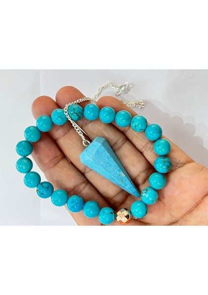 Turkuaz Doğaltaş Bileklik & Pandül 2'li Set
