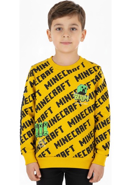 Erkek Çocuk Sweatshirt Minecraft Baskılı