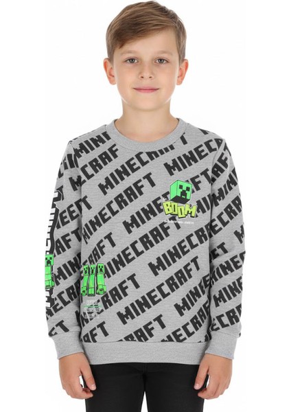 Erkek Çocuk Sweatshirt Minecraft Baskılı