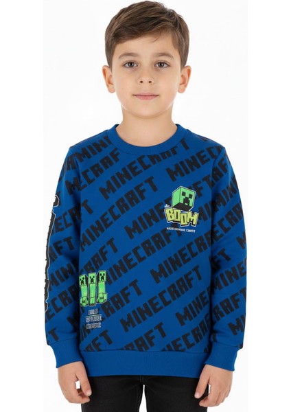 Erkek Çocuk Sweatshirt Minecraft Baskılı