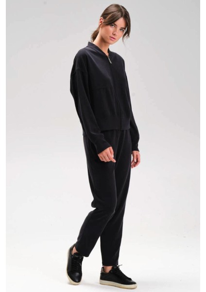 Kadın Uzun Kol Fermuarlı Düz Paça Siyah Eşofman Takım C8T3N1 fiyatları