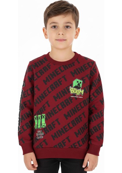 Erkek Çocuk Sweatshirt Minecraft Baskılı