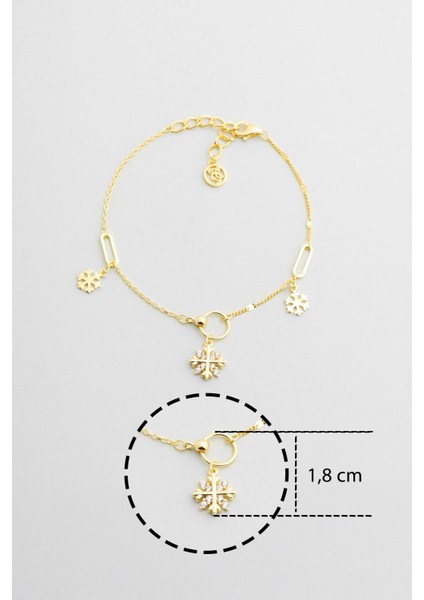 Kar Tanesi 18 Ayar Sarı Altın Kaplama 20 cm Gümüş Minimal Halhal fiyatları