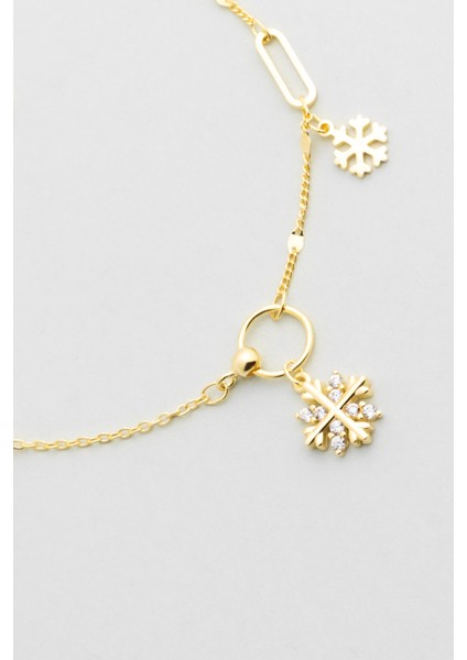 Kar Tanesi 18 Ayar Sarı Altın Kaplama 20 cm Gümüş Minimal Halhal modelleri