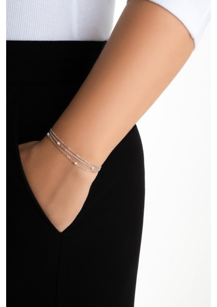 Venüs 18 Ayar Beyaz Altın Kaplama 19 cm Gümüş Inci Bileklik fırsatları