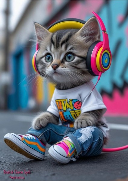 Kedi Kapı Direk Kaplama Folyosu Baskılı Sticker Sağ-Sol 2 Adet 22*50 cm