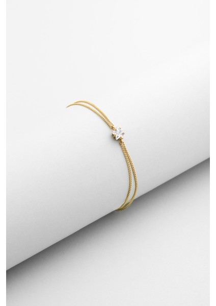 Sirius Yıldızı 18 Ayar Sarı Altın Kaplama 18 cm Gümüş Bileklik