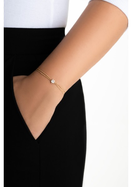 Sirius Yıldızı 18 Ayar Sarı Altın Kaplama 18 cm Gümüş Bileklik fırsatları