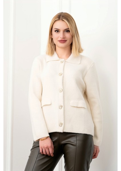 Süs Cep Kapaklı Yün Peluş Ceket Hırka 4560 modelleri