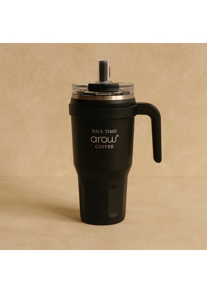 Kulplu Pipetli Termos Kupa Matara 1000ML