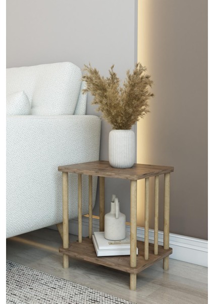 Modern Tasarım Ahsap Yan Sehpa- Bitki ve Kitap Sehpası fırsatları