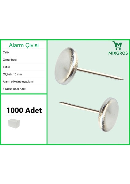 Alarm Etiketi Çivisi Metal Başlı 1000 Adet
