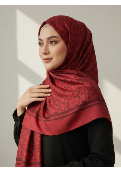 C Desen Bordo Kırmızı Çift Taraflı Jakar Şal fiyatları
