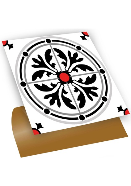 Kendinden Yapışkanlı Fayans Kaplama Kırmızılı Yuvarlak Solo Desenli Pvc Karo 30X30 cm (11 Adet) 1 M²