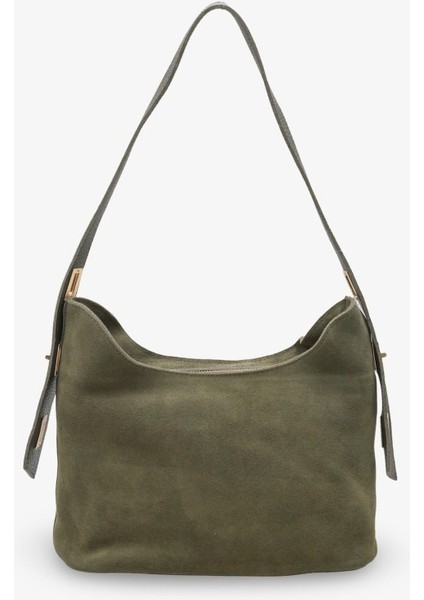 Nashira Kadın Hakiki Deri Günlük Çanta Yeşil Süet