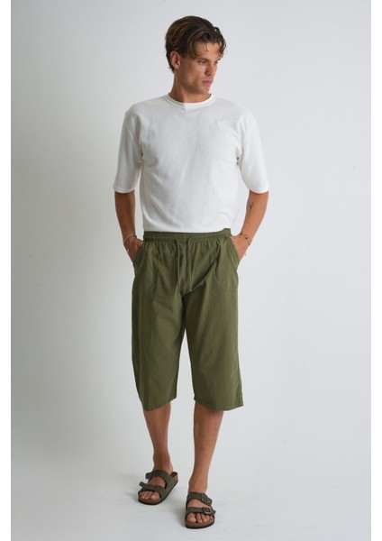 Erkek Büyük Beden %100 Pamuk Keten Görünümlü Kapri E203-56 modelleri
