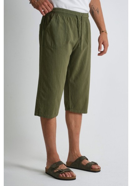 Erkek Büyük Beden %100 Pamuk Keten Görünümlü Kapri E203-56 fırsatları