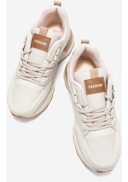 Bağcılklı Kadın Spor Ayakkabı Bej Taba indirimleri