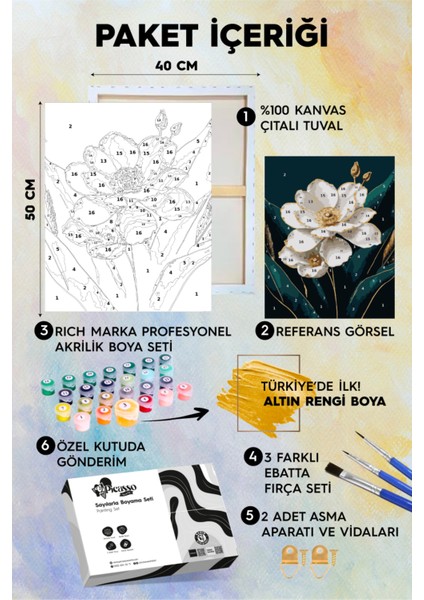 Altın Varaklı Altın Zarafet Sayılarla Boyama Seti fiyatları
