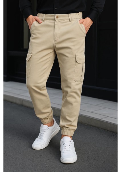 Erkek Günlük Trend Lastikli Taş Kargo Pantolon