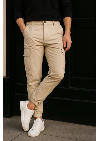 Erkek Günlük Trend Lastikli Taş Kargo Pantolon modelleri