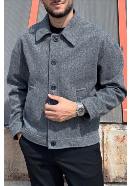 Gömlek Yaka, Oversize-Fit, Old Money Culture, Düğmeli, Kaşe Kumaş Ceket 24USEC05 fırsatları