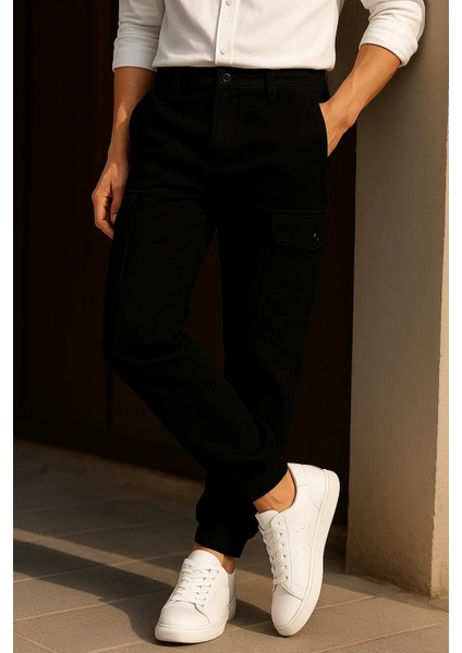 Erkek Trend Günlük Lastikli Siyah Taktik Kargo Pantolon modelleri