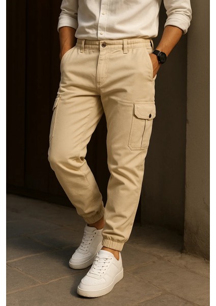 Erkek Trend Günlük Lastikli Taş Taktik Kargo Pantolon