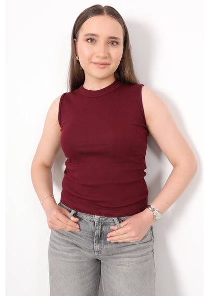 Kaşkorse Sıfır Kol Bisiklet Yaka Atlet Bluz