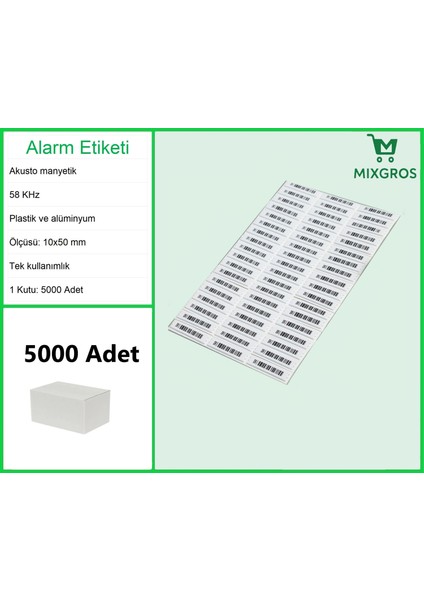 Akusto Manyetik Dr Barkodlu Alarm Etiketi 1 Kutu: 5000 Adet