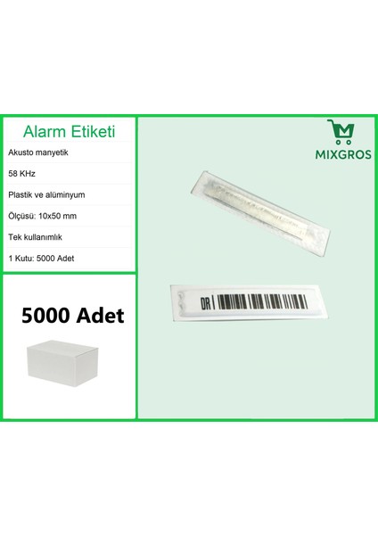 Akusto Manyetik Dr Barkodlu Alarm Etiketi 1 Kutu: 5000 Adet fiyatları