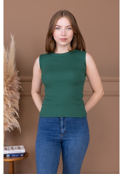 Kaşkorse Sıfır Kol Bisiklet Yaka Atlet Bluz