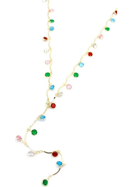 Renkli Taşlı Y Kolye - Altın fiyatları