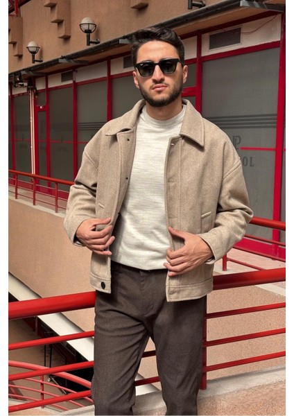 Gömlek Yaka, Oversize-Fit, Old Money Culture, Düğmeli, Kaşe Kumaş Ceket 24USEC05