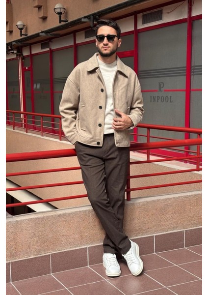 Gömlek Yaka, Oversize-Fit, Old Money Culture, Düğmeli, Kaşe Kumaş Ceket 24USEC05 fırsatları