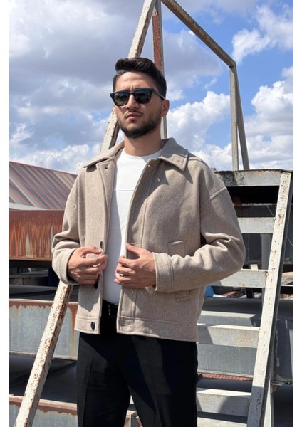 Gömlek Yaka, Oversize-Fit, Old Money Culture, Düğmeli, Kaşe Kumaş Ceket 24USEC05