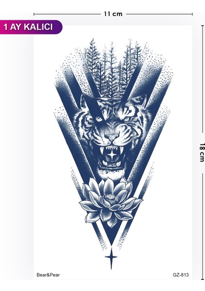 1 Ay Kalıcı Kaplan Dövmesi Bilek Kol Omuz Göğüs Dövmesi fiyatları